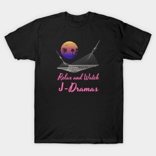 Relax and Watch J-Dramas with hammock and sunset T-Shirt